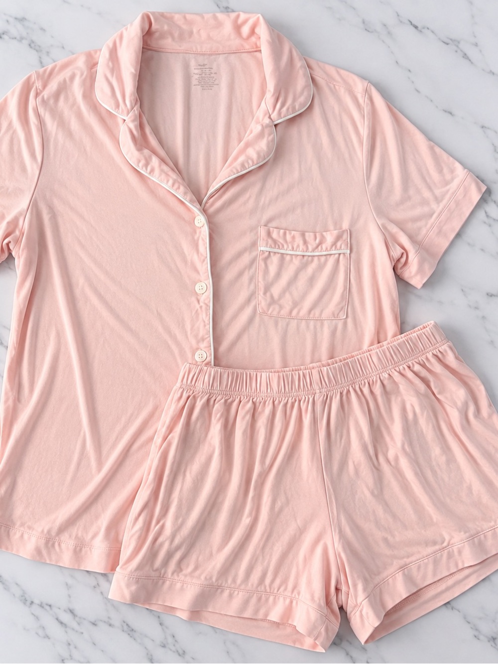 Bamboo Soft Pink Short Sleeve Pajama Set Size M
